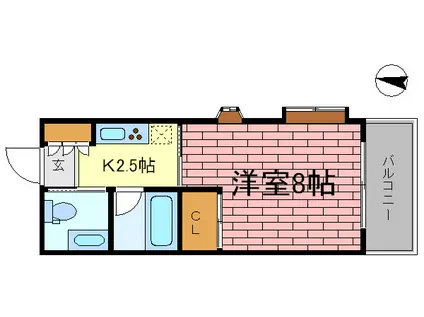 エスポワール春日野道2(1K/2階)の間取り写真
