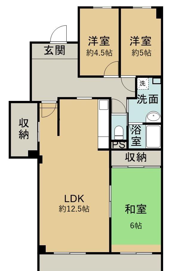 幕張ファミールハイツ1号棟(3LDK/7階)の間取り写真