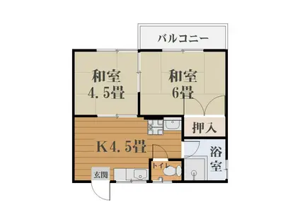 小原ハイツ(2K/2階)の間取り写真