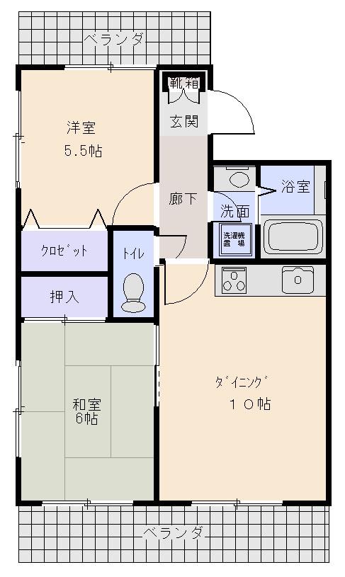 メイプルガーデン富士見台(2LDK/2階)の間取り写真