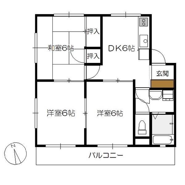 サコマンション(3DK/3階)の間取り写真