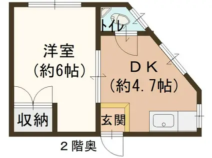 寿荘 2階(1DK/2階)の間取り写真