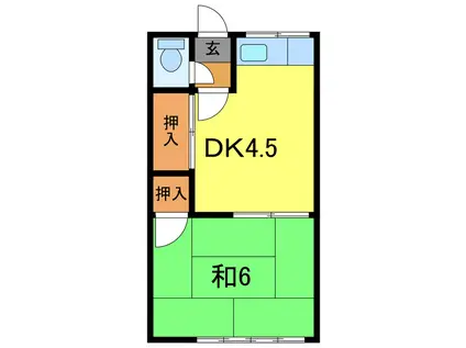 森田荘(1DK/2階)の間取り写真