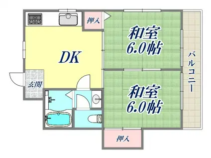 豊マンションパート3(2DK/2階)の間取り写真