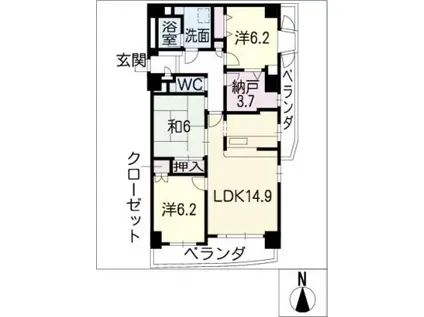 サンハウス大曽根5C(3LDK/5階)の間取り写真
