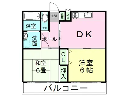 セレム21(2DK/1階)の間取り写真