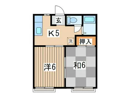 寿荘(2K/2階)の間取り写真
