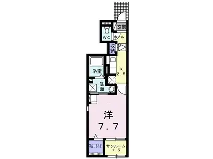 メゾン上野V(1K/1階)の間取り写真