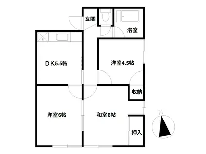 高松アパート東(3DK/1階)の間取り写真