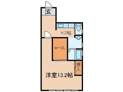 KASUMI(1K/2階)の間取り写真
