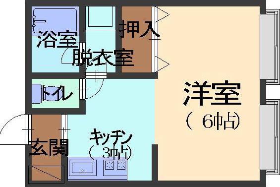 サンヒルハイツ(ワンルーム/2階)の間取り写真