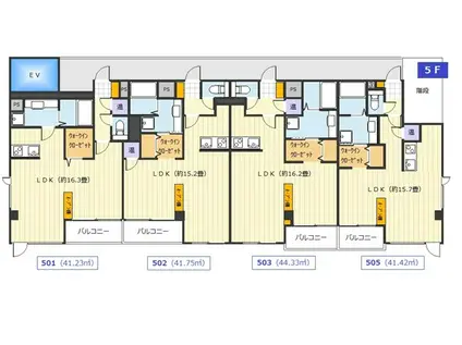 CIEL BLEU(ワンルーム/5階)の間取り写真