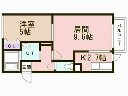 プレジャー室蘭駅前(1LDK/1階)の間取り写真