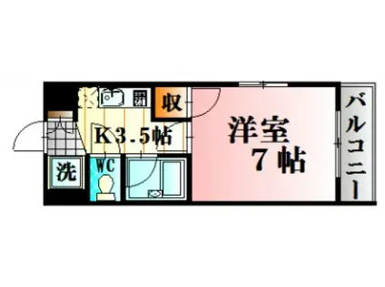 メイユール広兼(1K/2階)の間取り写真