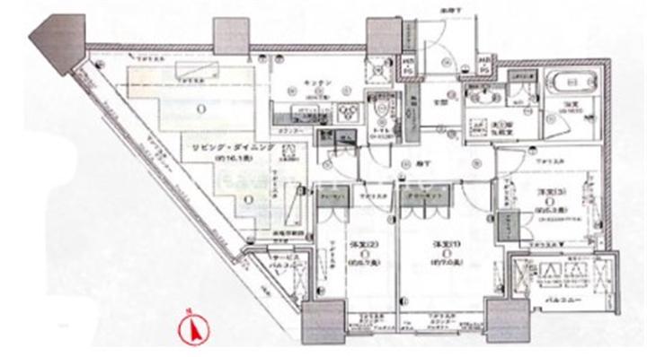 THECENTERTOKYO(3LDK/15階)の間取り写真