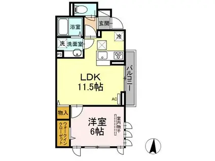 アンジュール氷川台(1LDK/1階)の間取り写真