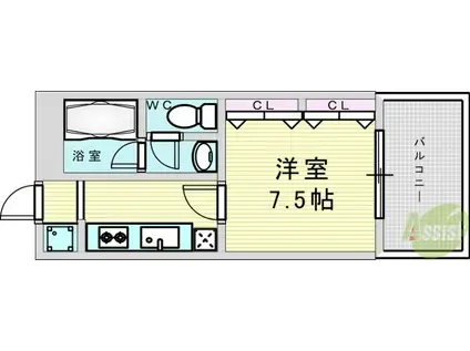 サンフラッツ新大阪別館(1K/3階)の間取り写真