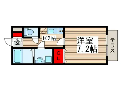 NOARK 高塚新田(1K/1階)の間取り写真