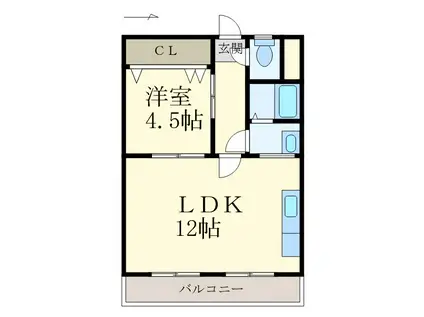 第5宮田ビル(1LDK/2階)の間取り写真