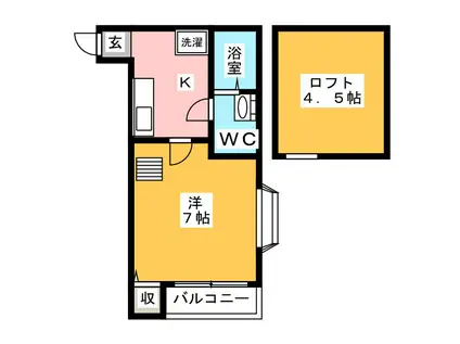 KOKO PENDIO平尾Ⅱ(1K/1階)の間取り写真