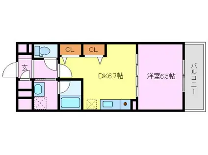 ＪＲ阪和線 津久野駅 徒歩21分 4階建 築16年(1DK/4階)の間取り写真