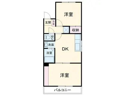 ノートル・アンジュI(2DK/2階)の間取り写真
