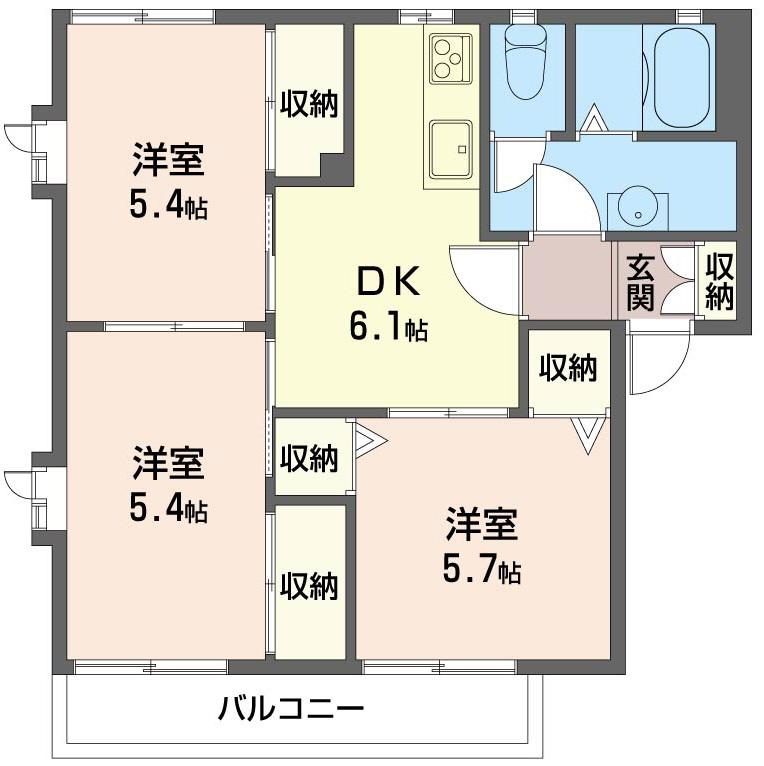 ファミリーステージ(3DK/2階)の間取り写真
