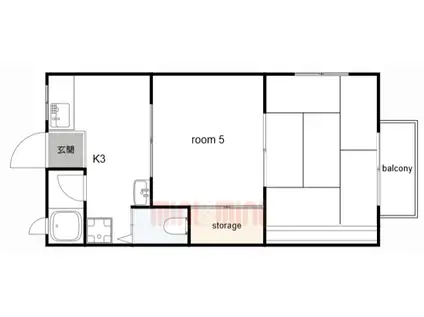 ハイツあこや(2K/2階)の間取り写真