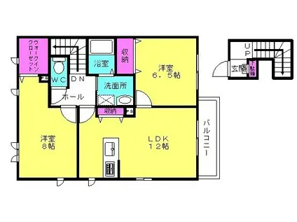 カーザ ボニータ(2LDK/2階)の間取り写真