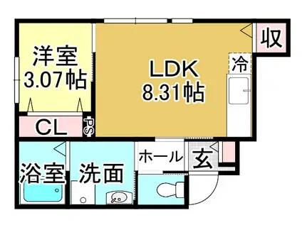 湯けむりの丘のAZUL(1LDK/1階)の間取り写真