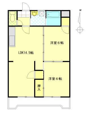 パ-クハイツ(2LDK/7階)の間取り写真