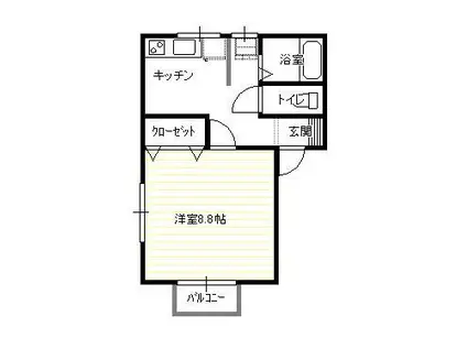 エルベ青山(1K/2階)の間取り写真