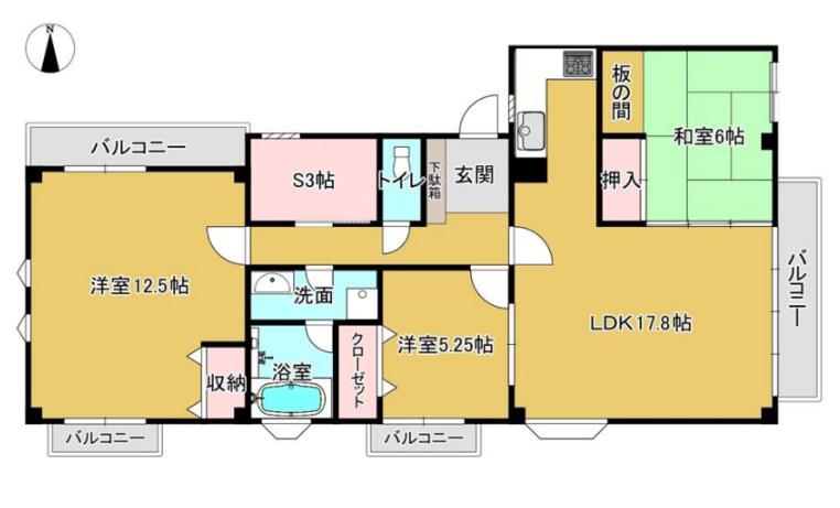 カンフォートやすむろ(3SLDK/2階)の間取り写真