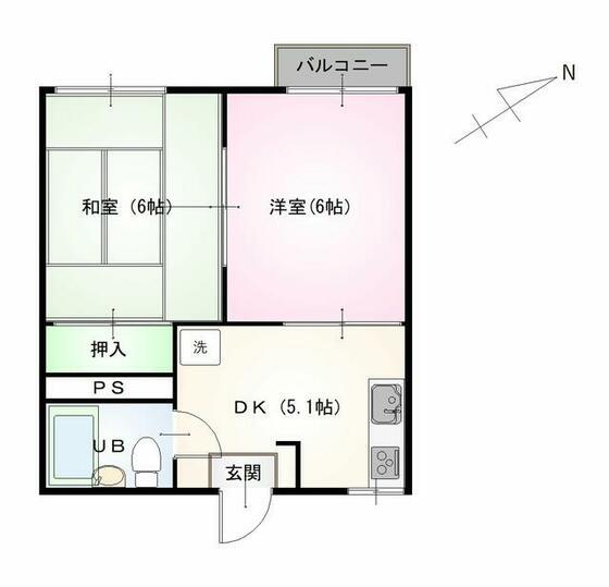 コーポ清武(2DK/2階)の間取り写真