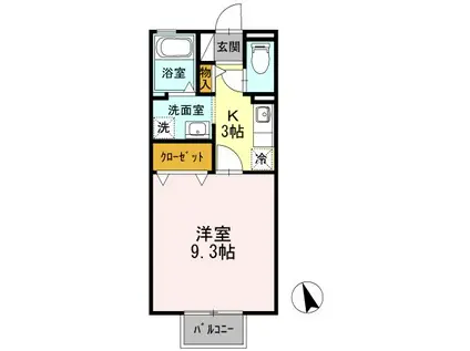 ルーチェ錦 A棟(1K/2階)の間取り写真