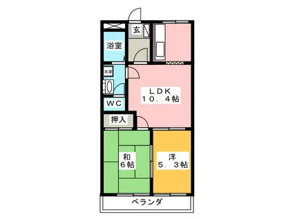 ROYAL CHATEAU(2LDK/2階)の間取り写真