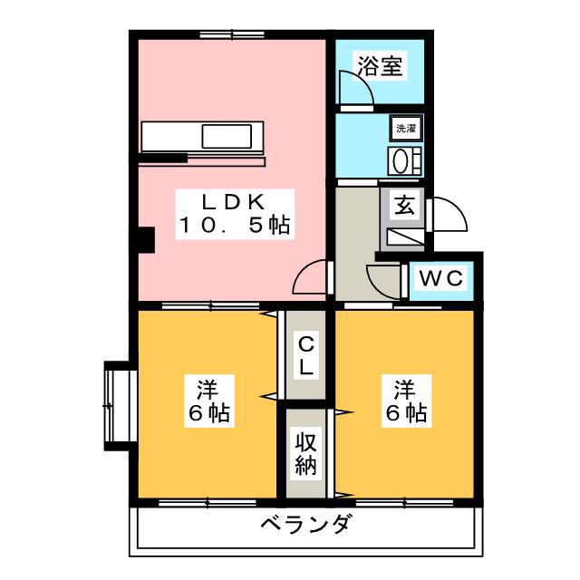 ピュア・エクセレンス(2LDK/2階)の間取り写真