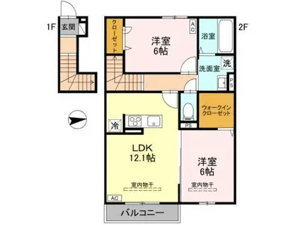 グランメールIII(2LDK/2階)の間取り写真