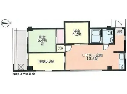 ACEヴィラ大船(3LDK/2階)の間取り写真