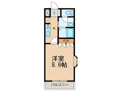 プロニティ沖ノ城(1K/2階)の間取り写真