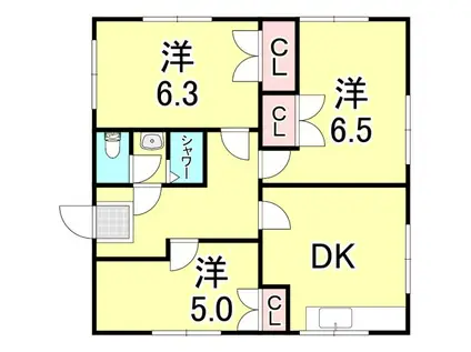 アイユー第三ビル(3DK/3階)の間取り写真