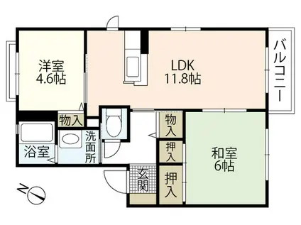 リーベンステージ I(2LDK/2階)の間取り写真