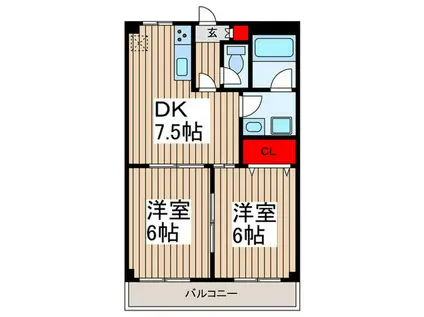 キャピタル南越(2DK/3階)の間取り写真