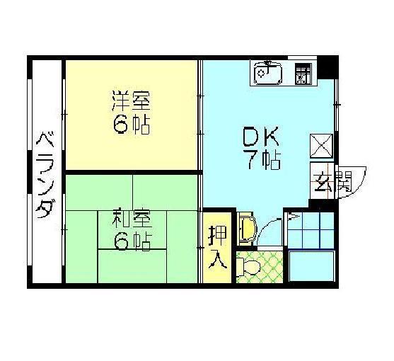 ルーミー206(2DK/2階)の間取り写真