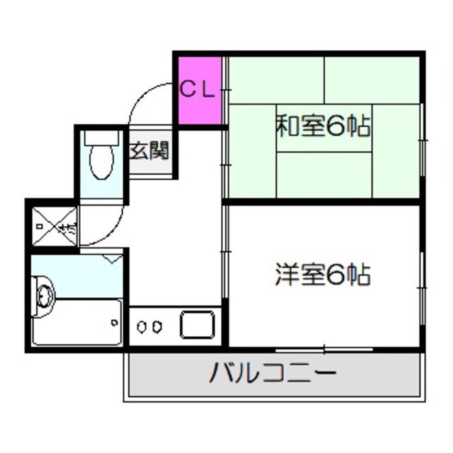 ハイツハセガワ(2DK/2階)の間取り写真
