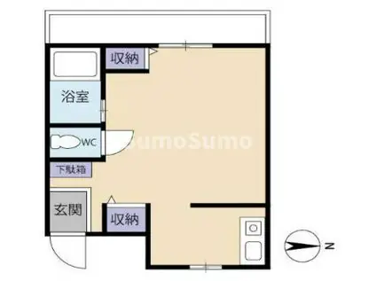 石町ハイツ(ワンルーム/1階)の間取り写真