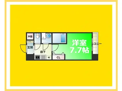 S-RESIDENCE難波イースト(1K/4階)の間取り写真