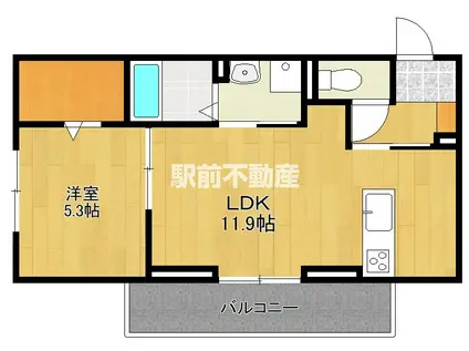 ロイヤルタウン日の出(1LDK/1階)の間取り写真
