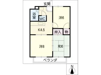 カミールハイツ(3K/2階)の間取り写真