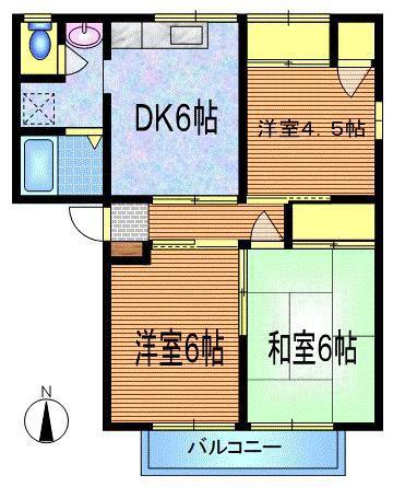 コーポ美里 A棟(3DK/2階)の間取り写真